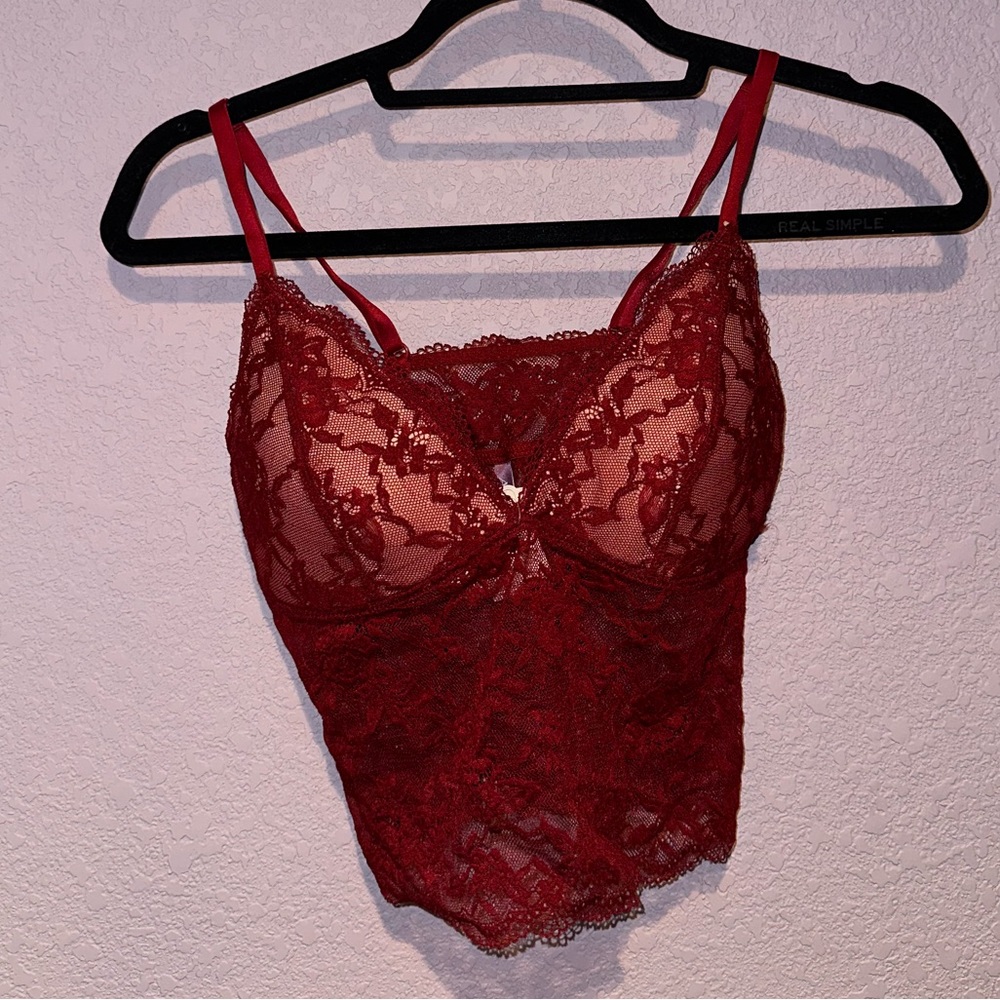 NWT Adore Me Red Lace Lingerie Top
